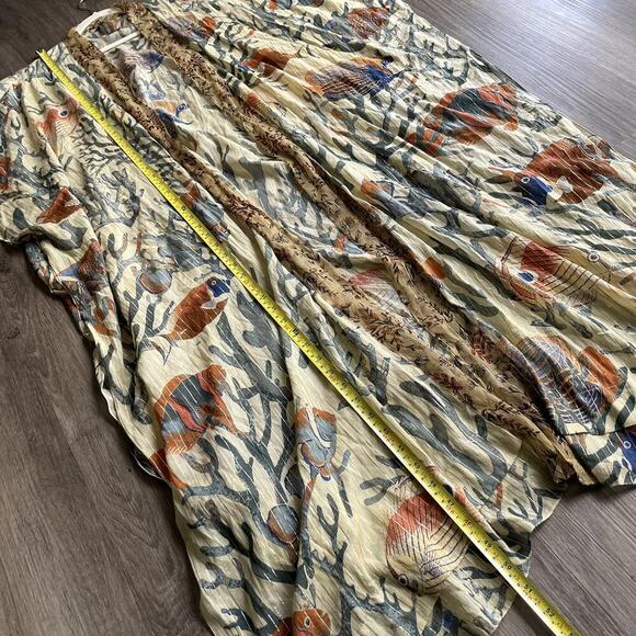 Aratta Silent Journey Ocean Breeze Kimono One Size Fish Coral Print Long Length - Picture 3 of 6